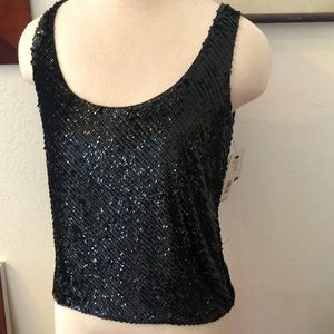 DKNY black silk sequin top. SZ 4